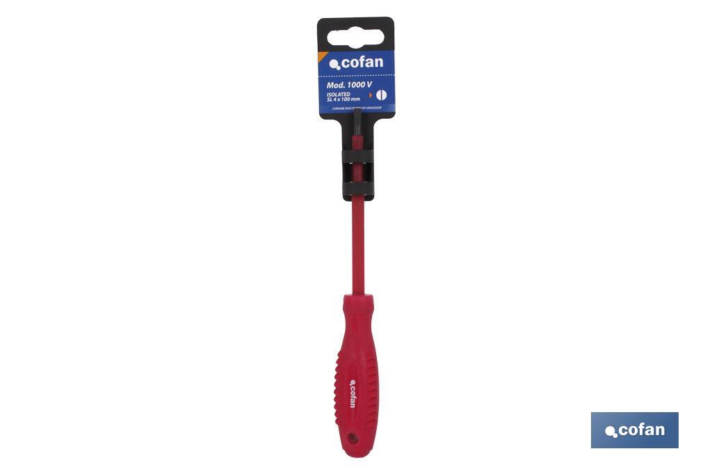 1,000V insulated screwdriver | Slotted head available in different sizes | Various lengths - Cofan