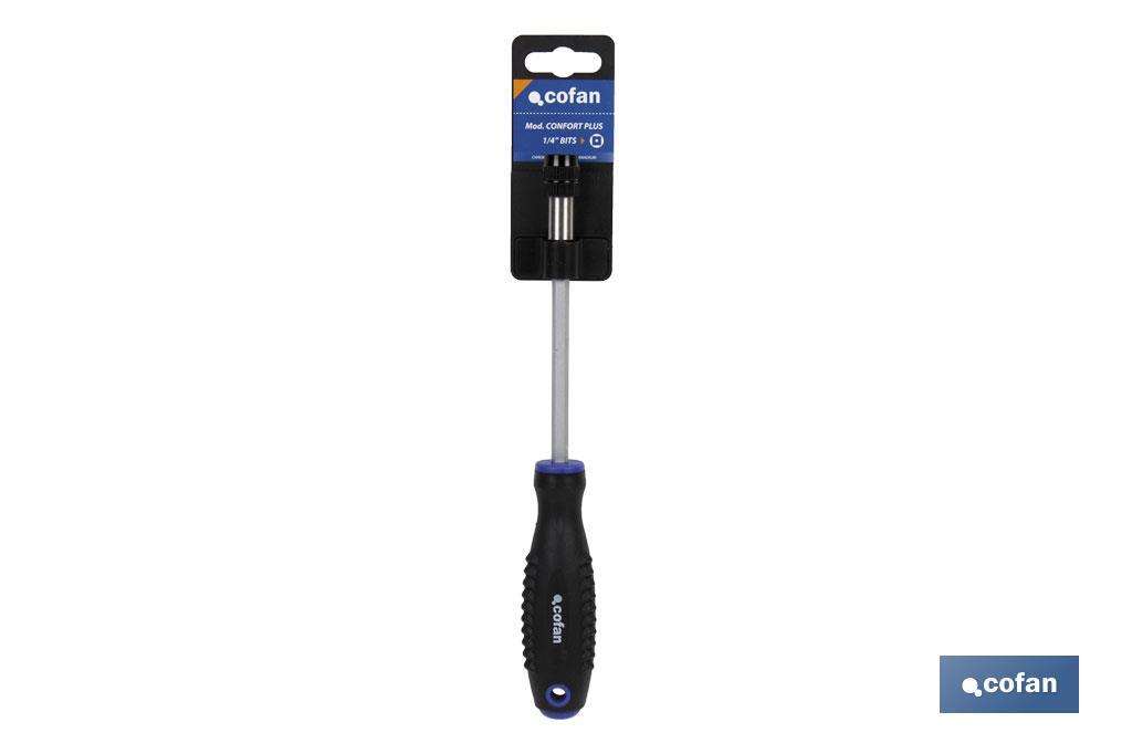 Rigid screwdriver for 1/4" bits | Confort Plus Model | With quick-release 1/4" bit holder - Cofan