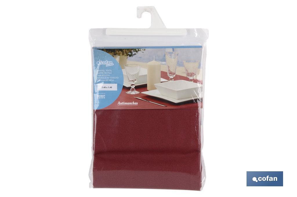 Stain Resistant Tablecloth | Different Measures | Maroon - Cofan