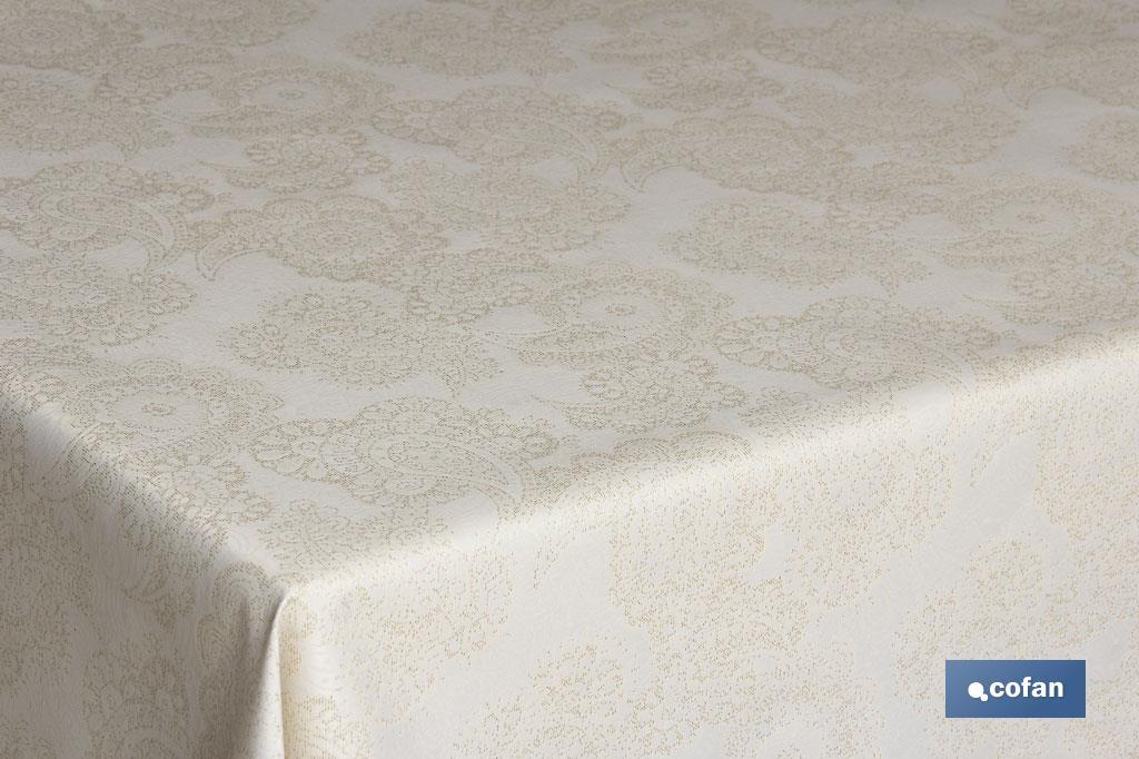 Stain Resistant Tablecloth | Premium Gold Linen Jacquard | Velonia Model - Cofan