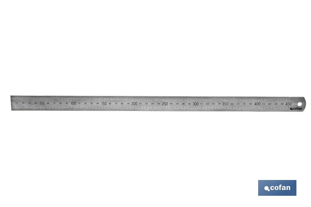 Stainless steel rule | Clear metric graduations | Size: 600mm - Cofan