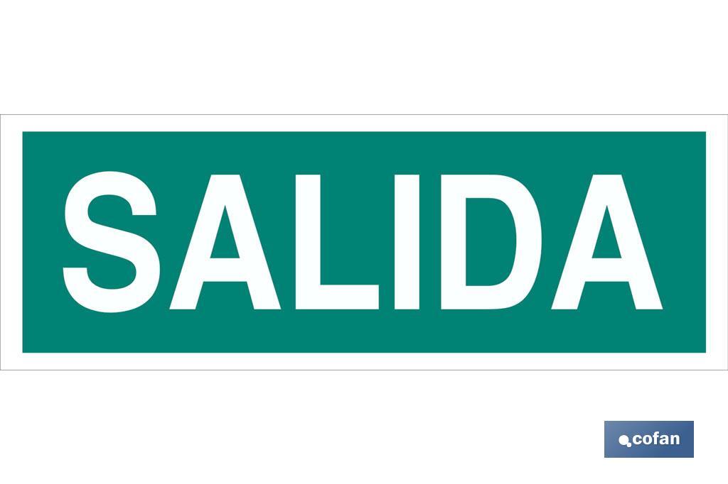 Señal "Salida" 400x100mm - Cofan