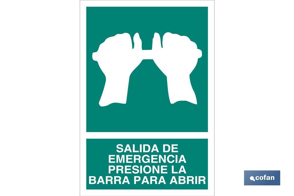 Salida de Emergencia Presione la Barra para Abrir - Cofan