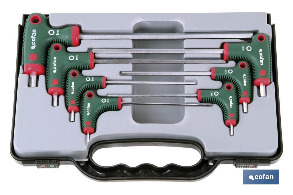 Set of T-handle hex keys | 7 pieces | Hex tip - Cofan