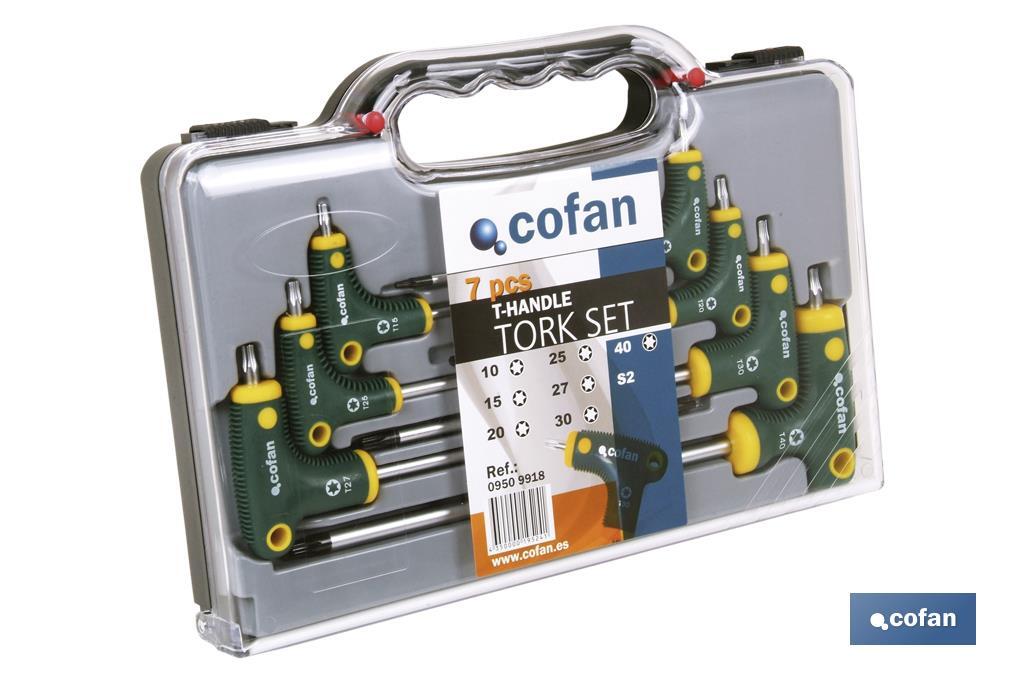 Set of T-handle hex keys | 7 pieces | Torx tip - Cofan