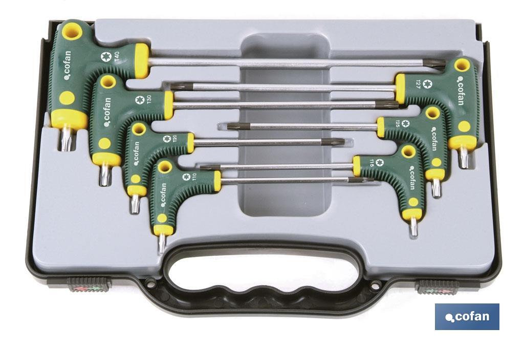 Set of T-handle hex keys | 7 pieces | Torx tip - Cofan