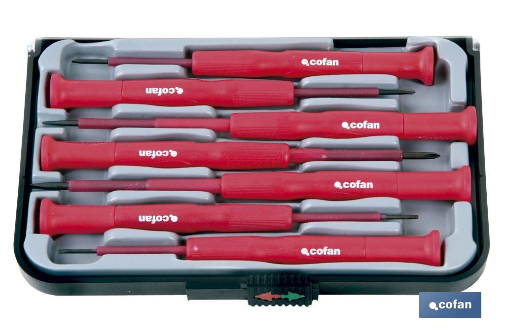 Set of high precision insulated screwdrivers | 7 units | Slotted and Phillips screwdriver heads - Cofan