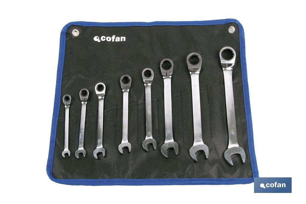 8-combination wrenches set with reversible ratchet - Cofan