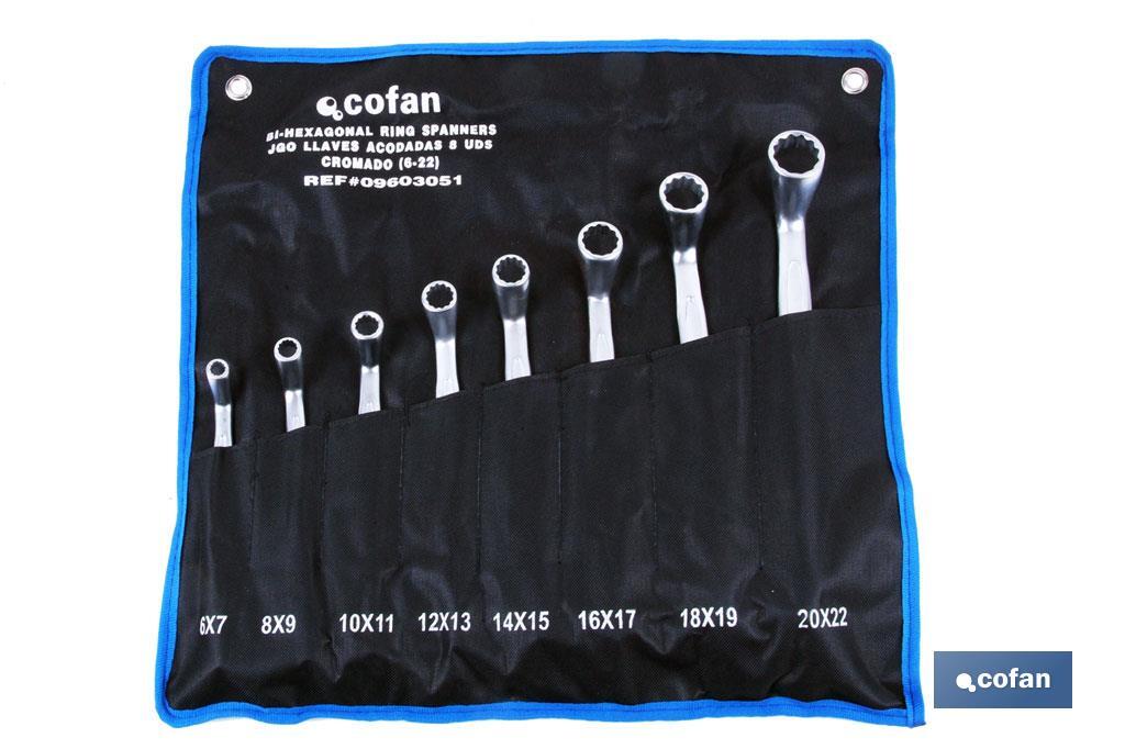 Set of 12 offset ring spanners | Chrome-vanadium steel | Size from 6-7 to 30-32mm - Cofan