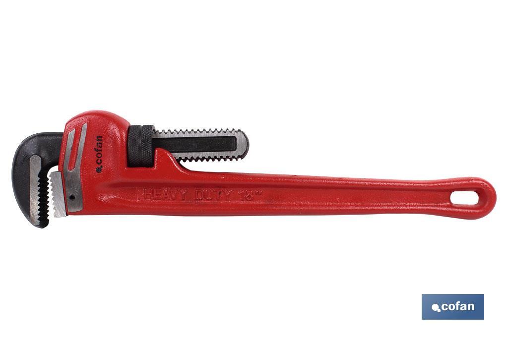 Straight pipe wrench, Heavy Duty Model, for pipes | Available in various sizes | Opening in 10" - Cofan
