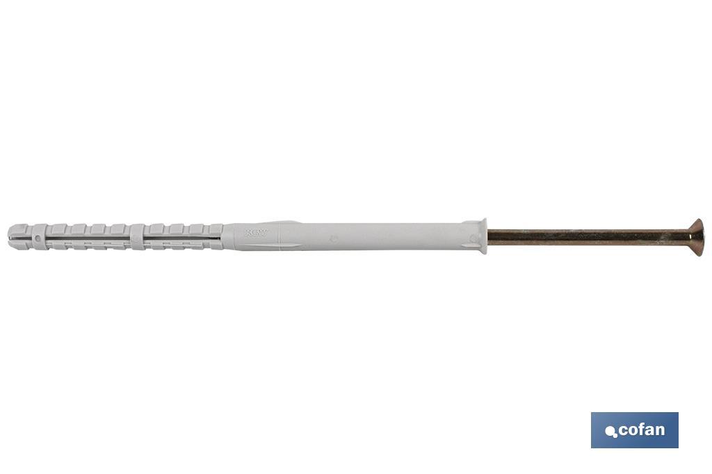 Taco largo con tornillo torx | Medidas de Ø 8 y Ø 10 mm de grosor | Longitudes desde 100 hasta 160 mm - Cofan