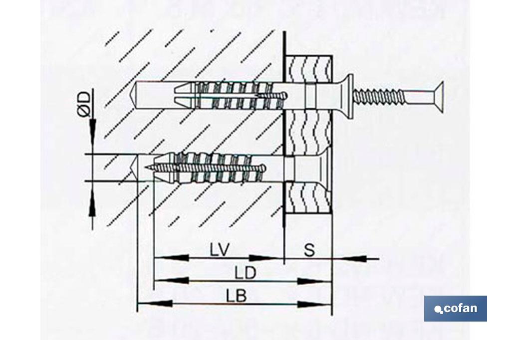 Taco Metàlico De Expansión Por Golpe Cofan M-6 - Per Fori, Facile Da Usare, Resistente - Foto 8