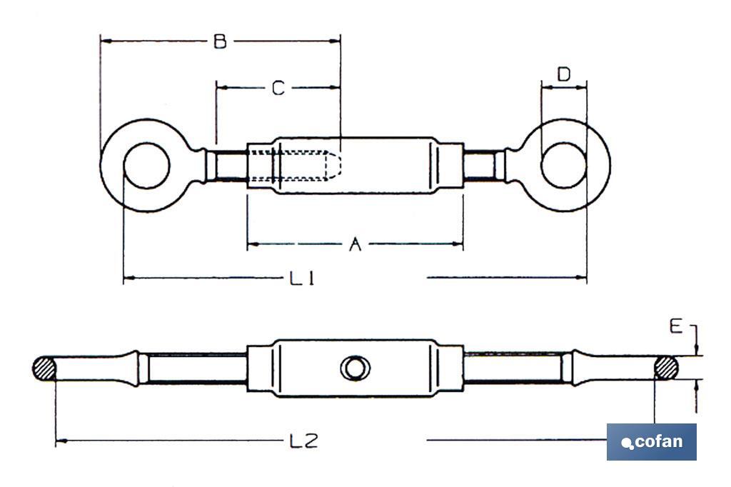 DIN-1480-Spannschloss Öse-Öse Verzinkt - Cofan