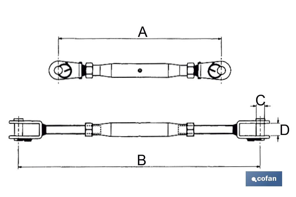 Tensor Tubular Horquilla - Horquilla Acero INOX A-2 - Cofan