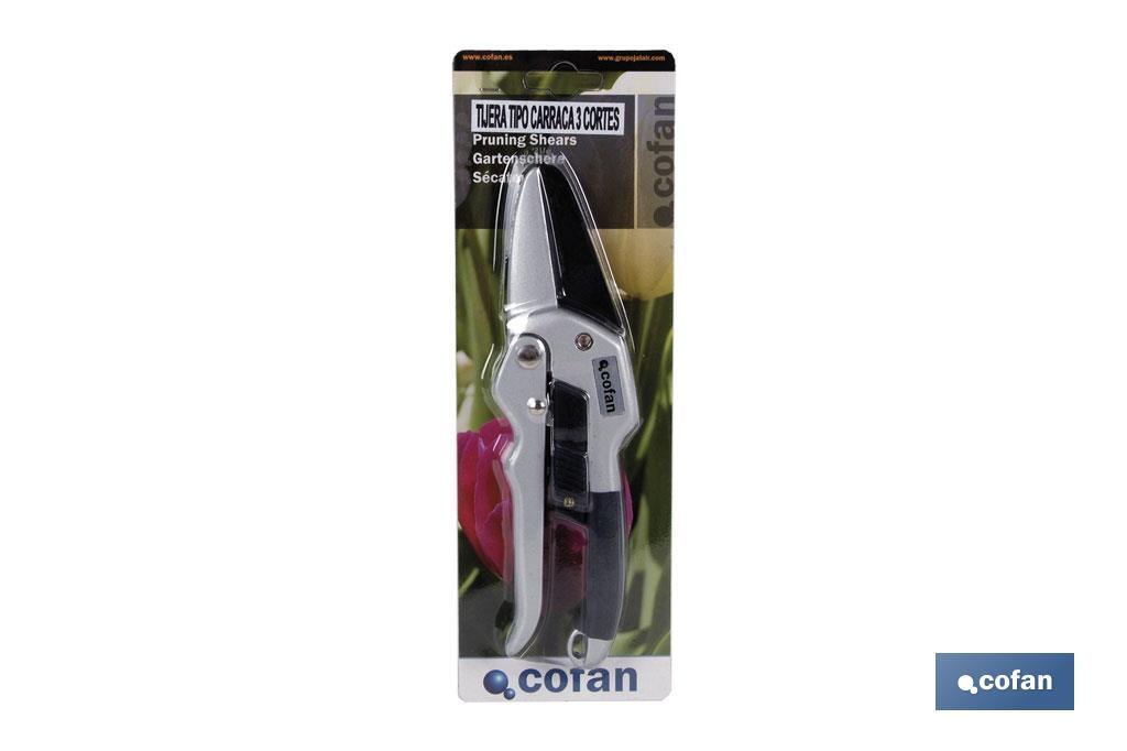 Ratchet pruning shears of 3 stages | Professional shears | Carbon steel alloy - Cofan