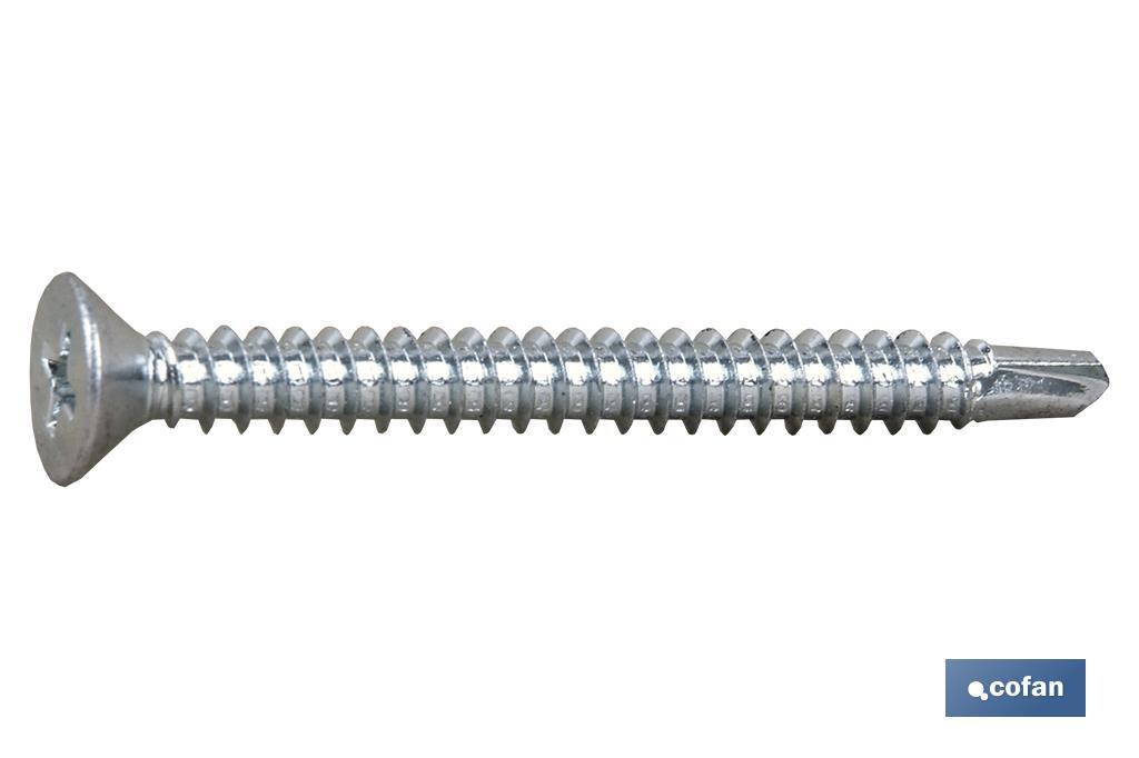 Selbstbohrende Schraube mit Phillips-Senkkopf. Verzinkt - Cofan