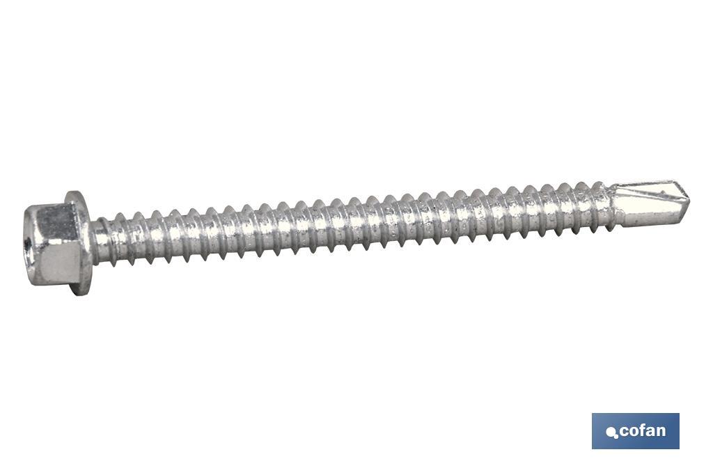 Self-drilling screw hexagon head with flange, zinc plated - Cofan