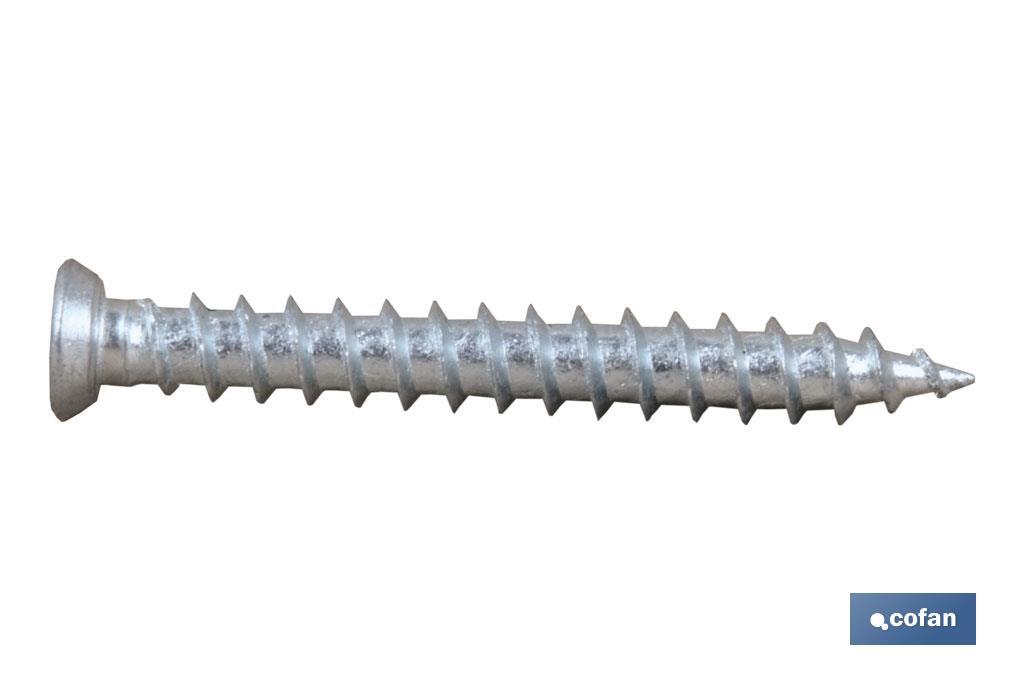 Flat head torx screw, special concrete anchorage. WHITE ZINC PLATED WITHOUT CHROME 6 - Cofan