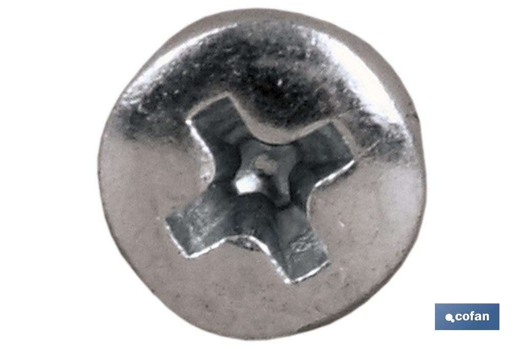 Phillips Cross recessed pan head self tapping screw, zinc plated - Cofan