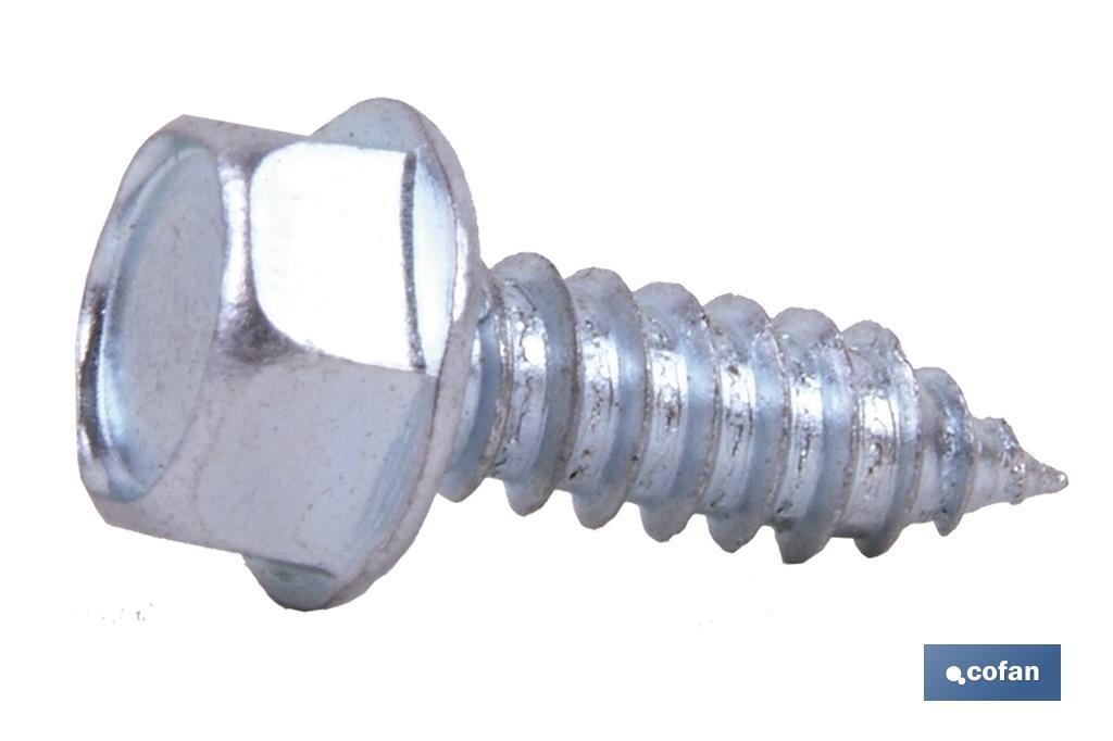 Hexagon washer head tapping screw, zinc plated - Cofan