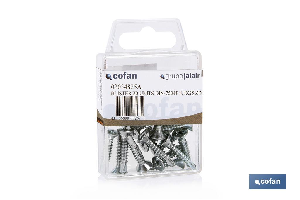 Self-drilling screws, countersunk head, Phillips DIN-7504P - Cofan