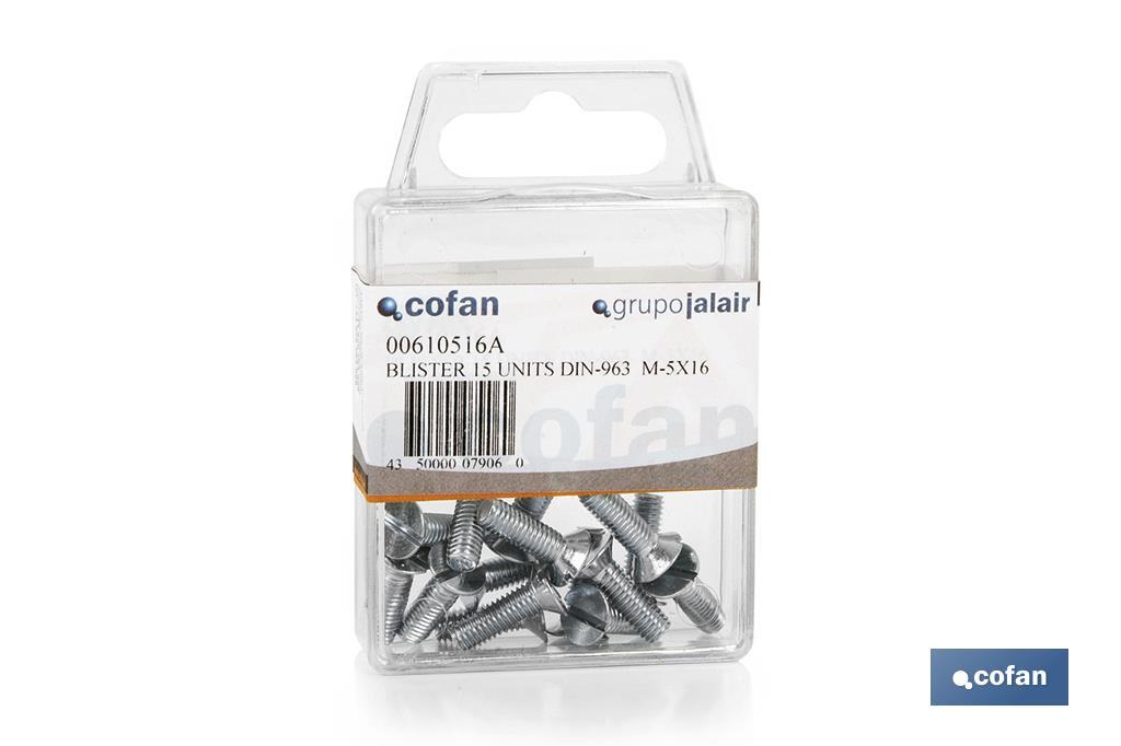 Slotted countersunk head screws, DIN-963 - Cofan