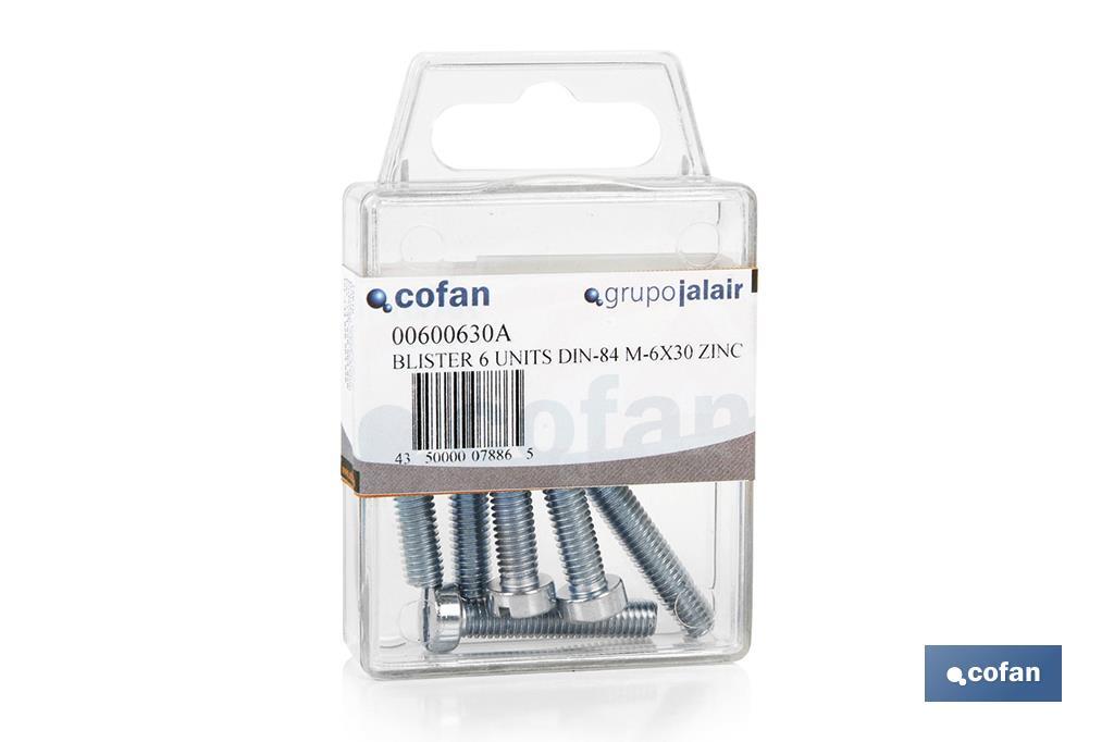 Slotted cylindrical head machine screws, DIN-84 - Cofan