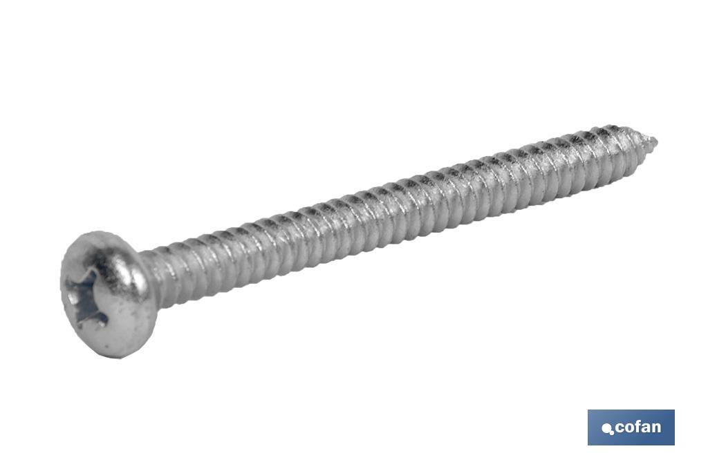 Sheet metal screws, convex cylindrical head. Pozidrive DIN-7981 - Cofan