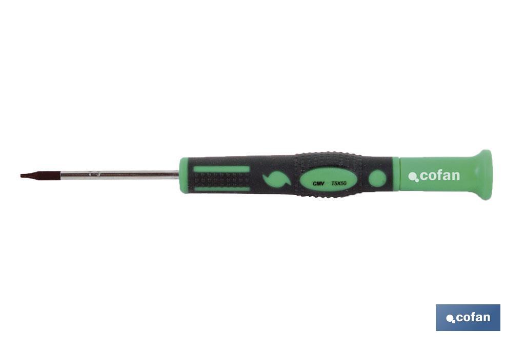 High precision torx screwdriver | Available heads from T5 to T20 | Length: 50mm - Cofan