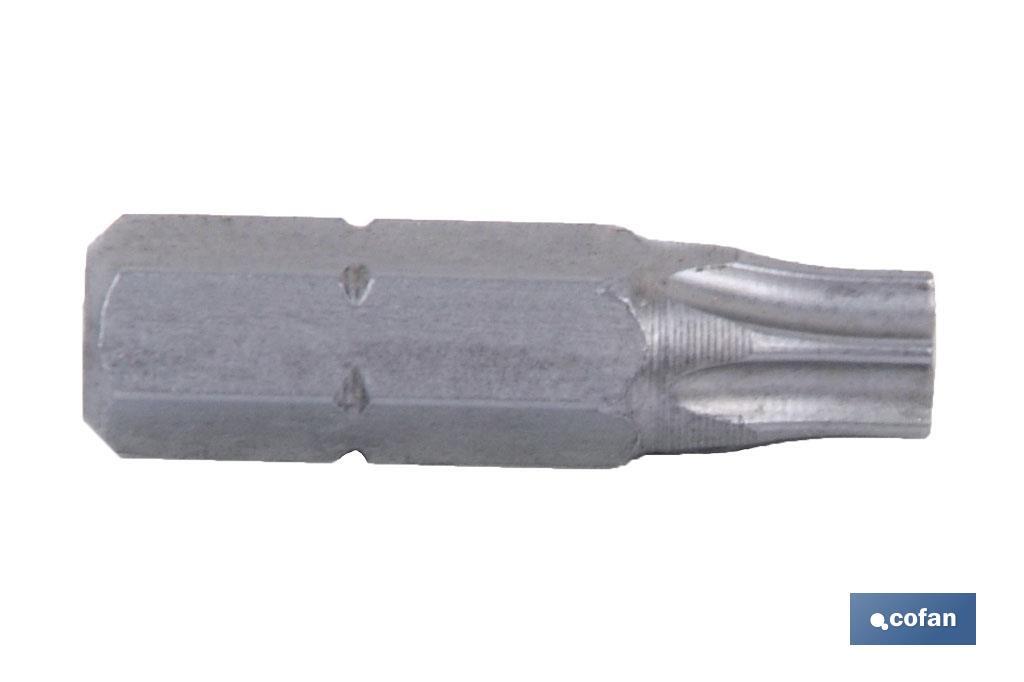Punta para atornillador | Fabricada en Acero inviolable | Modelo 1/4" Torx | Longitud 25 mm - Cofan