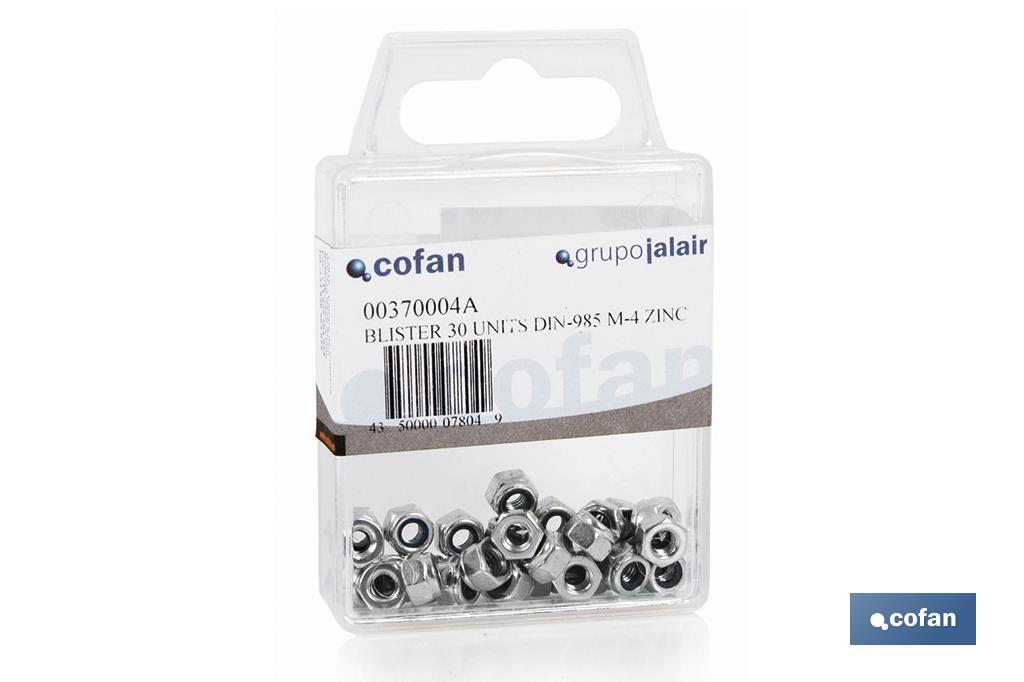 Tuercas Hexagonales Autoblocante Nylon DIN 985 Blíster Estándar - Cofan