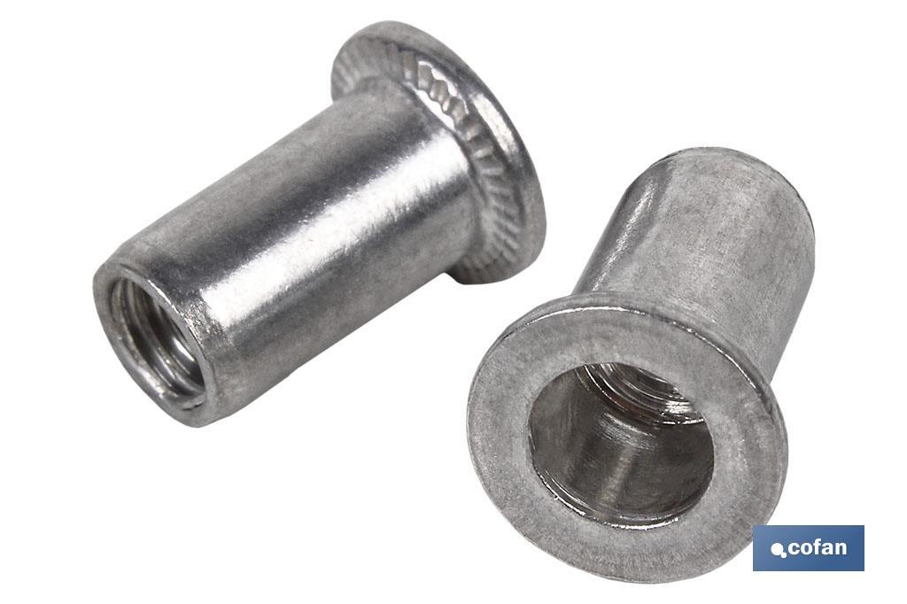 Aluminium wide head rivet nuts "AL Mg 3,5" - Cofan