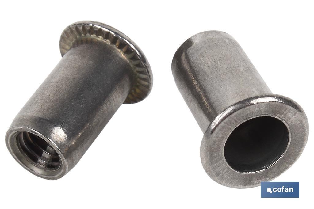 Stainless steel wide head rivet nuts - Cofan