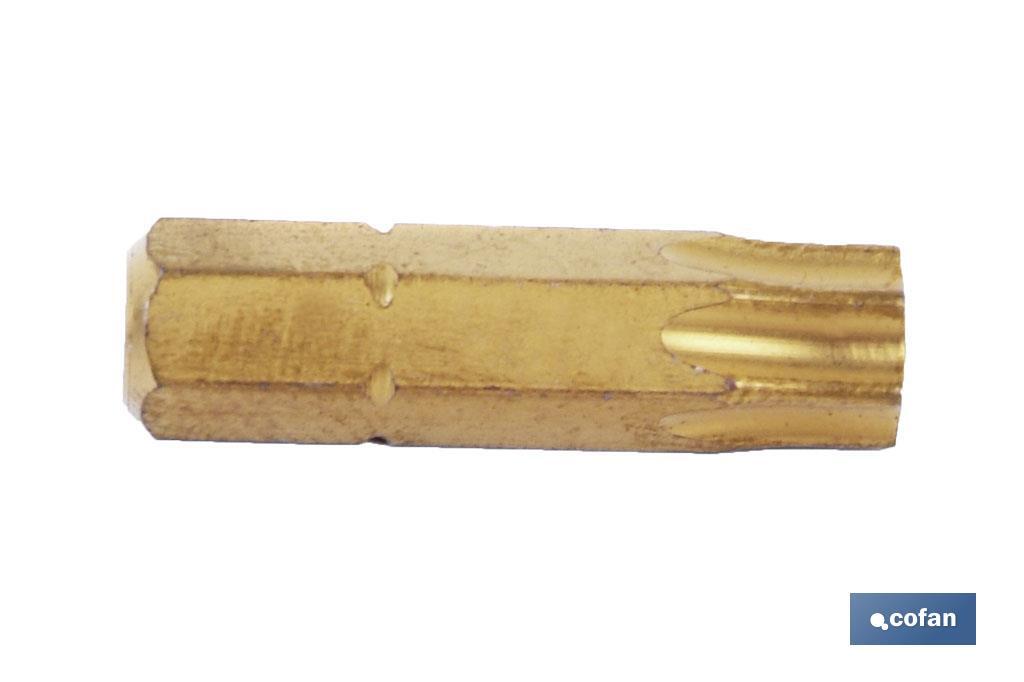 Punta para atornillador | Fabricado en Titanio | Modelo 1/4" Torx | Longitud 25 mm - Cofan