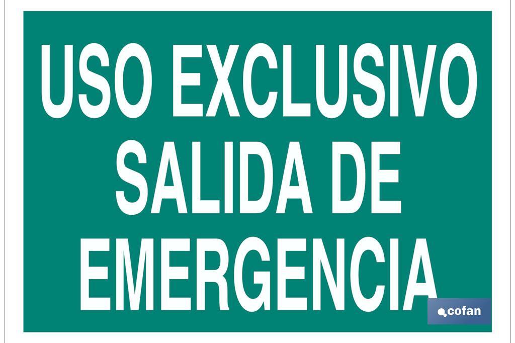 Uso Exclusivo Salida de Emergencia - Cofan