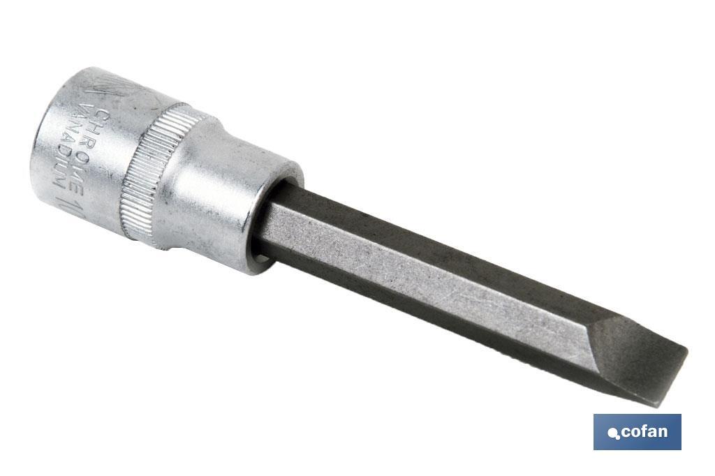 1/2" screwdriver bit socket | High-quality chrome-vanadium steel | With long SL 10 tip - Cofan