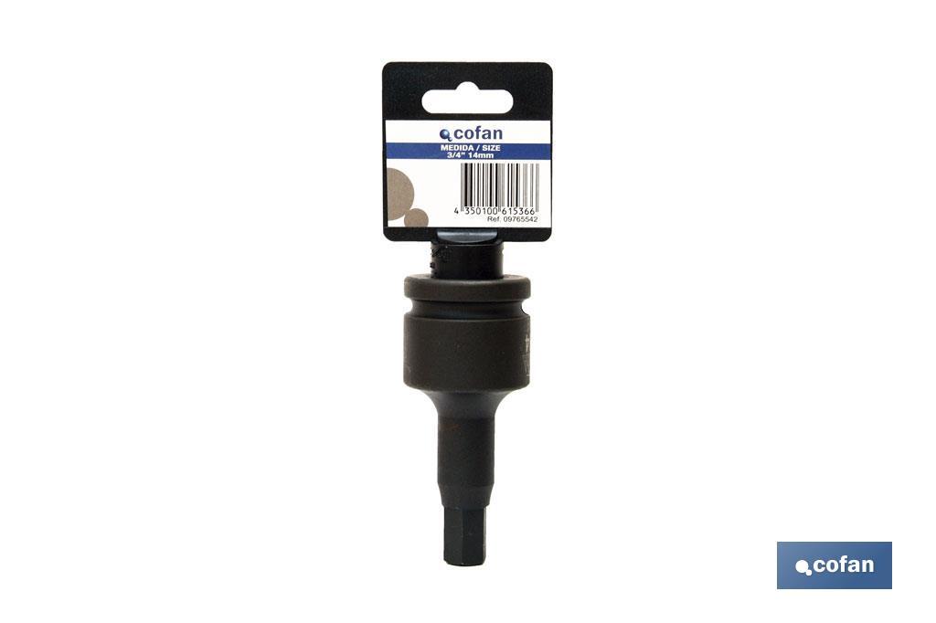 Vaso de impacto Hexagonal de 3/4" | Modelo Macho | Disponible en varias medidas - Cofan