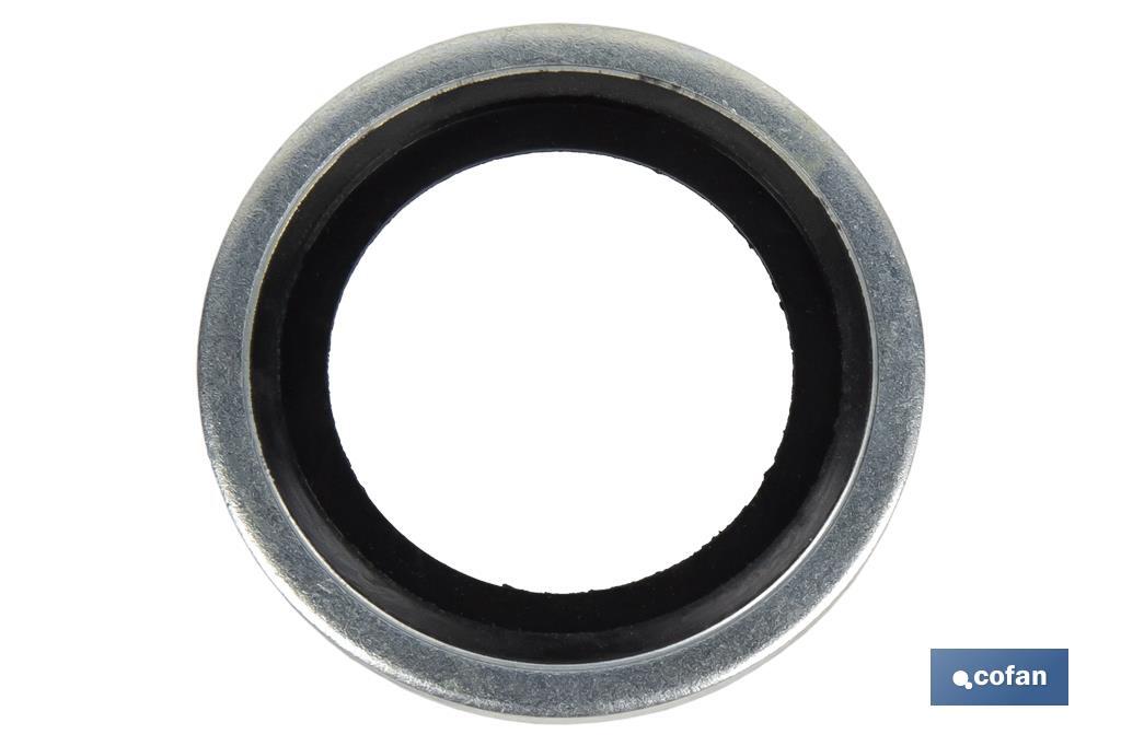 Metal Rubber Washer | Zinc-Plated Steel & NBR | Several Inner & Outer Sizes - Cofan