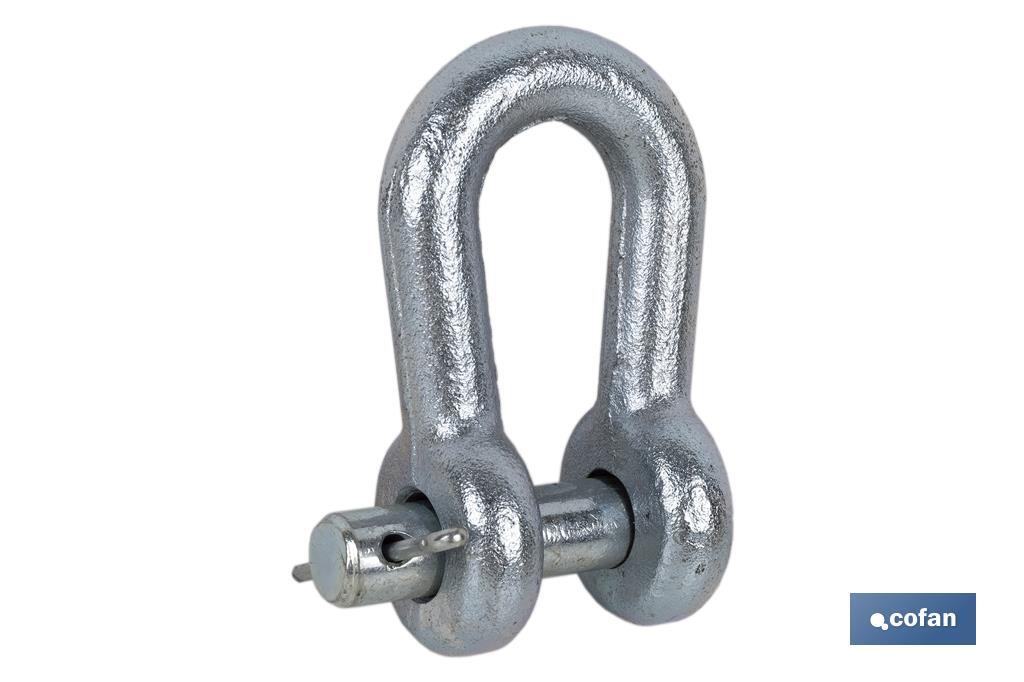 Shackle with clevis pin and split pin suitable for fastening implements and agricultural machinery - Cofan