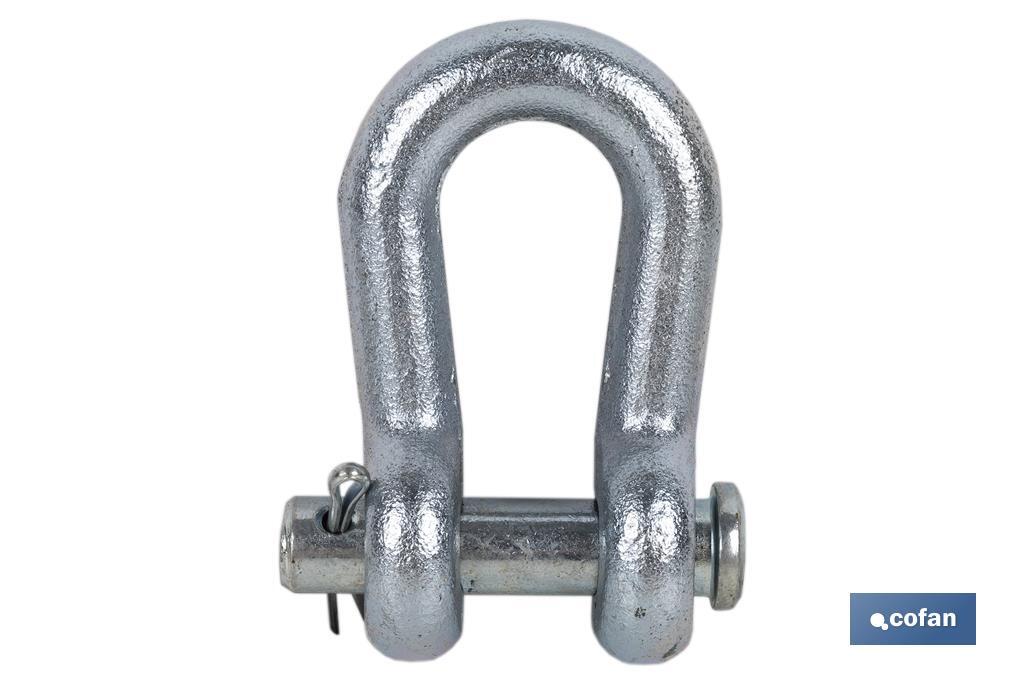 Shackle with clevis pin and split pin suitable for fastening implements and agricultural machinery - Cofan