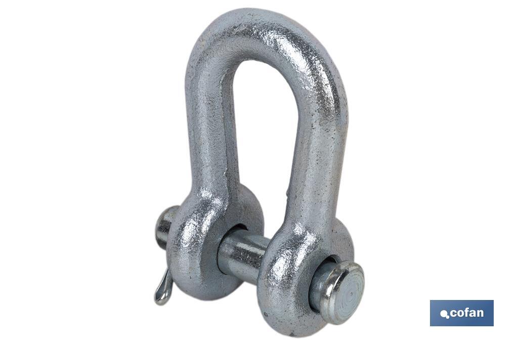 Shackle with clevis pin and split pin suitable for fastening implements and agricultural machinery - Cofan