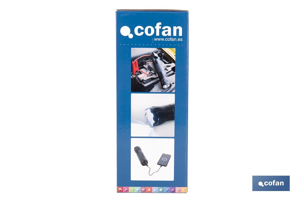 Arrancador portátil de baterías 600 A | Con linterna LED y power bank USB | 330 lúmenes | Adecuado para coches de gasolina hasta 5000 cc y diésel hasta 3000 cc - Cofan