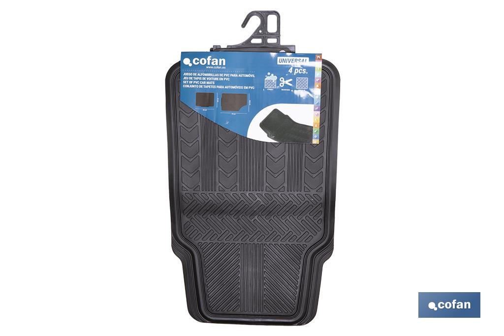 Alfombrillas de PVC universales para coche | Set de 4 alfombras | Antideslizantes y ajustables - Cofan