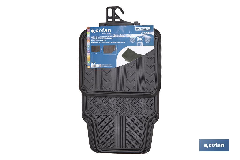 Alfombrillas de PVC universales para coche | Set de 4 alfombras | Antideslizantes y ajustables - Cofan