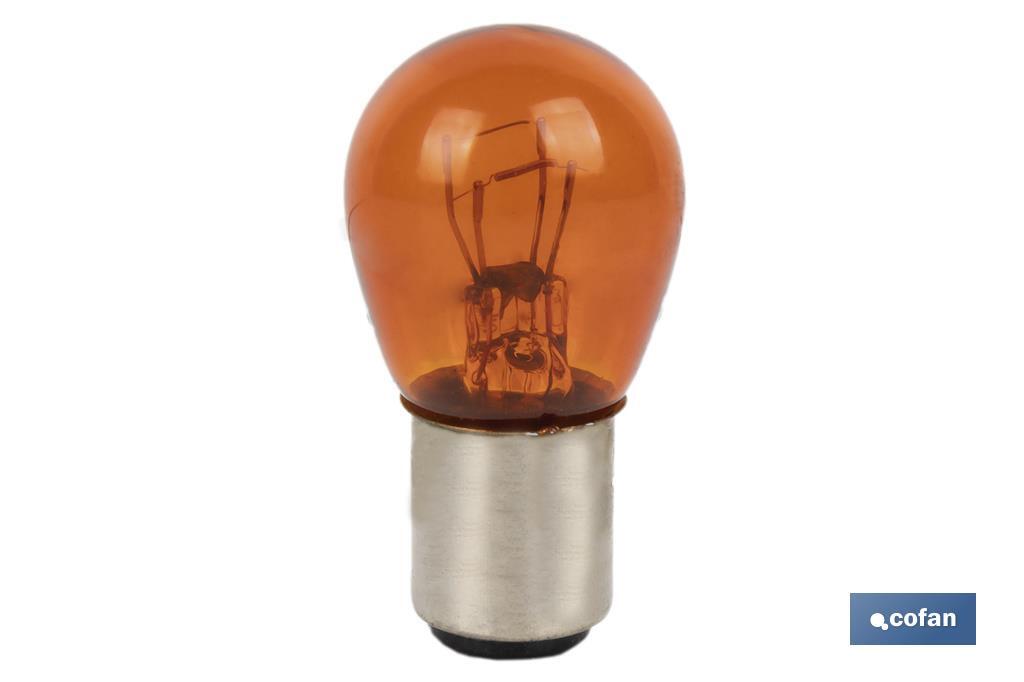 Double contact light bulb of 12V | Level pins | BAY15d bulb cap type | P21/5W cap | Available in various colours - Cofan