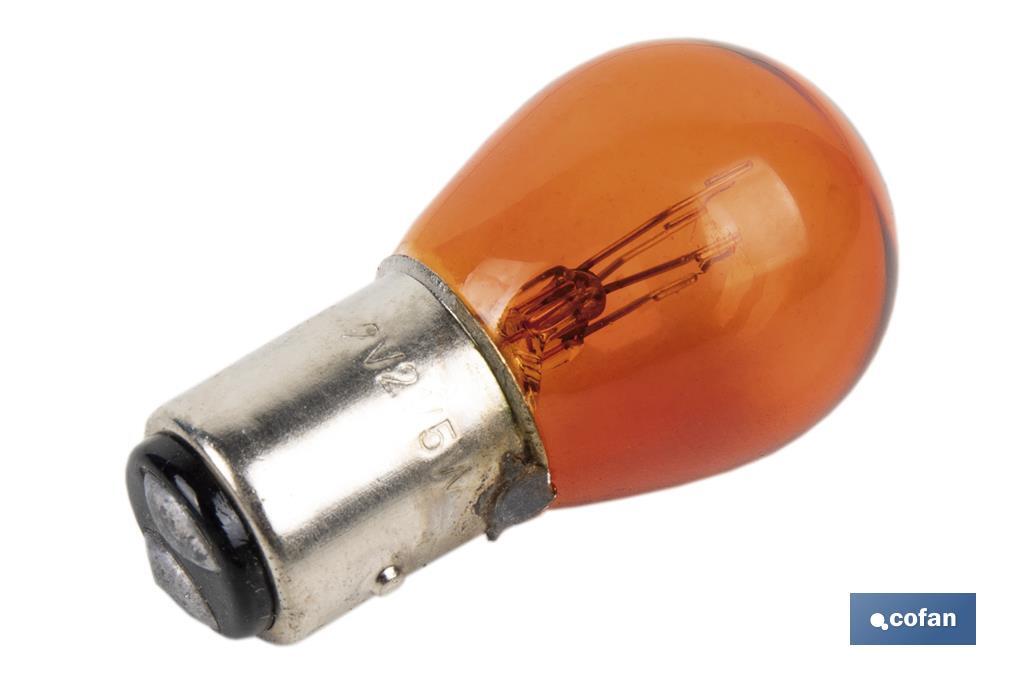 Double contact light bulb of 12V | Level pins | BAY15d bulb cap type | P21/5W cap | Available in various colours - Cofan