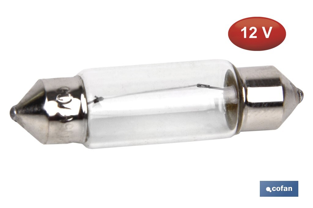 Lámpara plafonier C10W (11 x 38 mm) 12 V - Cofan
