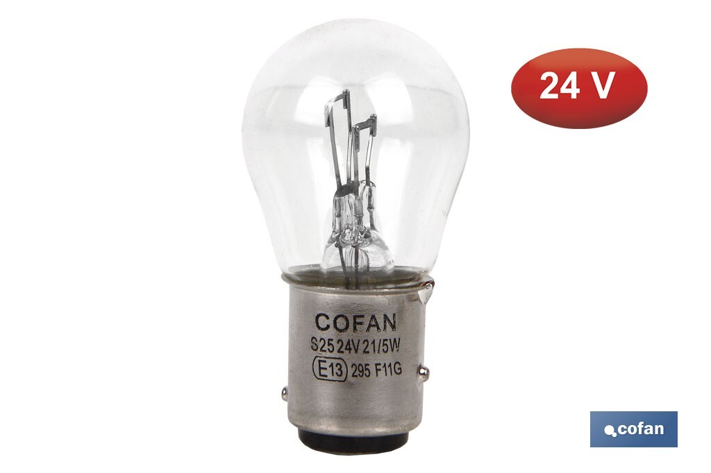 Lámpara de 2 polos P21/5W (BA15d) 24 V - Cofan