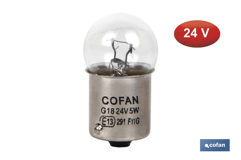 Lámpara piloto R5W (BA15s) 24 V - Cofan