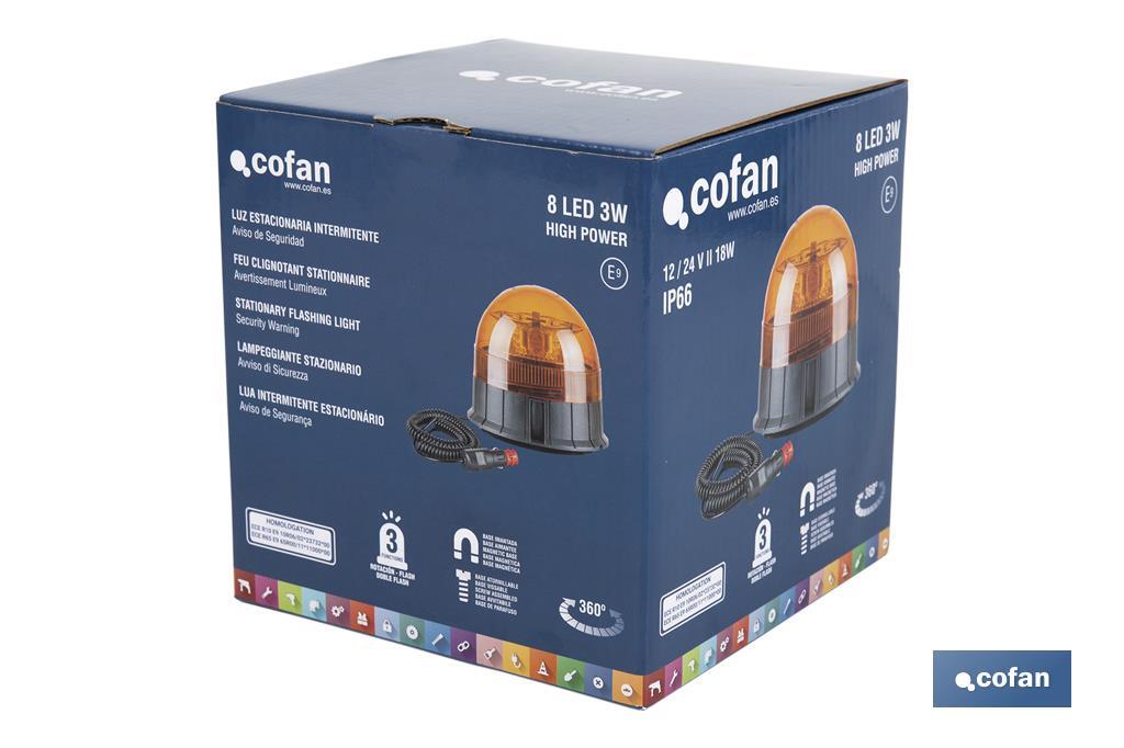 Luz Estacionaria Led Naranja | ECE R65 | Para soporte con imán o tornillo de 12/24 V | Clasificación de Protección IP66 - Cofan